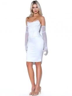 Miss Circle Corsets Gianna White Ruched Satin Corset Dress