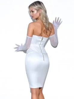 Miss Circle Corsets Gianna White Ruched Satin Corset Dress