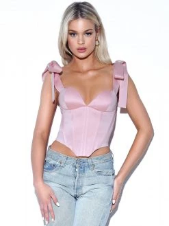 Miss Circle Corsets Teyana Pink Satin Corset Top