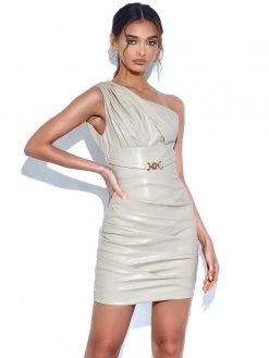 Miss Circle Marlee Off White Vegan Leather Dress Dresses