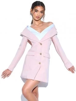 Miss Circle Rafa Blush Off Shoulder Crepe Blazer Dress Dresses