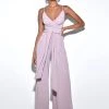 Miss Circle Quita Purple Metallic Tie Front Wide Leg Jumpsuit Dresses