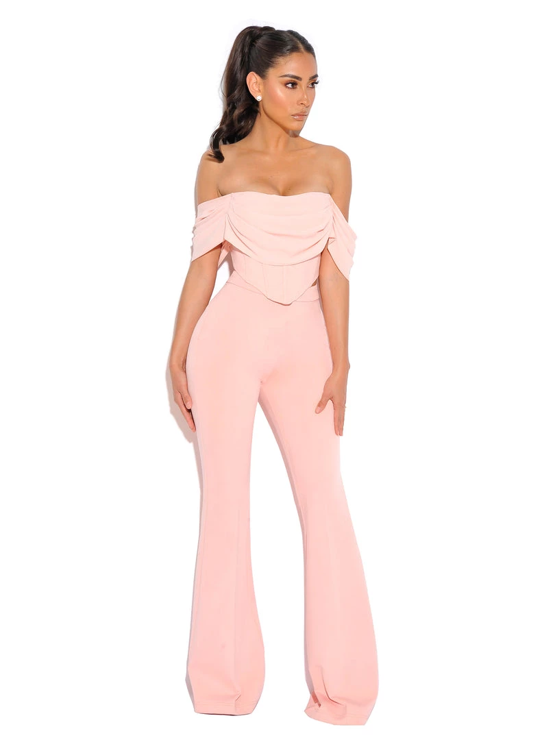 Miss Circle Tia Salmon Pink Off Shoulder Corset Top Corsets