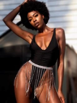 Miss Circle Metallic Crystal Fringe Skirt Waist Chain