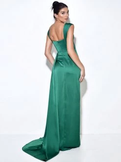 Miss Circle Corsets Zayda Green High Slit Corset Satin Gown