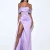 Miss Circle Norma Lilac Off Shoulder Crystallized Corset Satin Gown Corsets
