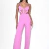 Miss Circle Neva Fuchsia Cutout Strappy Jumpsuit