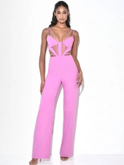 Miss Circle Neva Fuchsia Cutout Strappy Jumpsuit