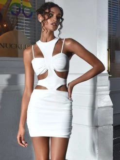 Miss Circle Ruthie White Cutout Dress Dresses