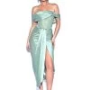 Miss Circle Stella Basil Off Shoulder Crystal Corset Satin Gown Corsets