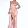 Miss Circle Elayna Blush Strappy Satin Corset High Slit Gown Corsets