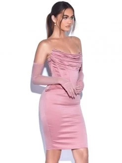 Miss Circle Corsets Gianna Blush Ruched Satin Corset Dress