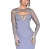 Miss Circle Winston Grey Mesh Long Sleeve Corset Crepe Dress