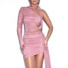 Miss Circle Camille Rose Pink Cutout Mesh Mini Dress