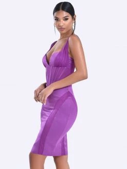 Miss Circle Gretta Dahlia Mesh Corset Satin Dress