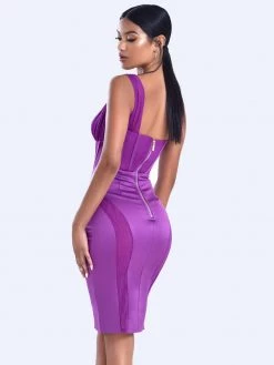 Miss Circle Gretta Dahlia Mesh Corset Satin Dress