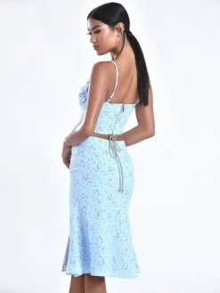 Miss Circle Nora Light Blue Flora Corset Top Corsets