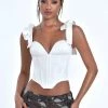 Miss Circle Teyana White Satin Corset Top
