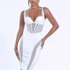 Miss Circle Gretta White Mesh Corset Satin Dress