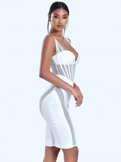 Miss Circle Gretta White Mesh Corset Satin Dress