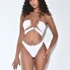 Miss Circle Danica White Crystal String Lace Up Bikini Bottom