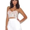 Miss Circle New Romantics Stretch White Lace Cropped Top Tops