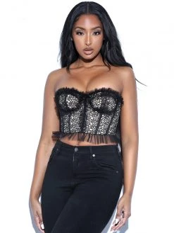 Miss Circle Corsets Orah Black Mesh And Lace Corset Top