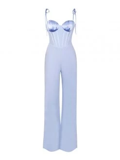 Miss Circle Sarina Baby Blue Satin Corset Jumpsuit