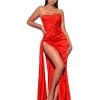 Miss Circle Holly Red Crystallized Corset High Slit Satin Gown Corsets