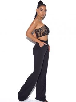 Miss Circle New Romantics Stretch Black Lace Cropped Top Tops
