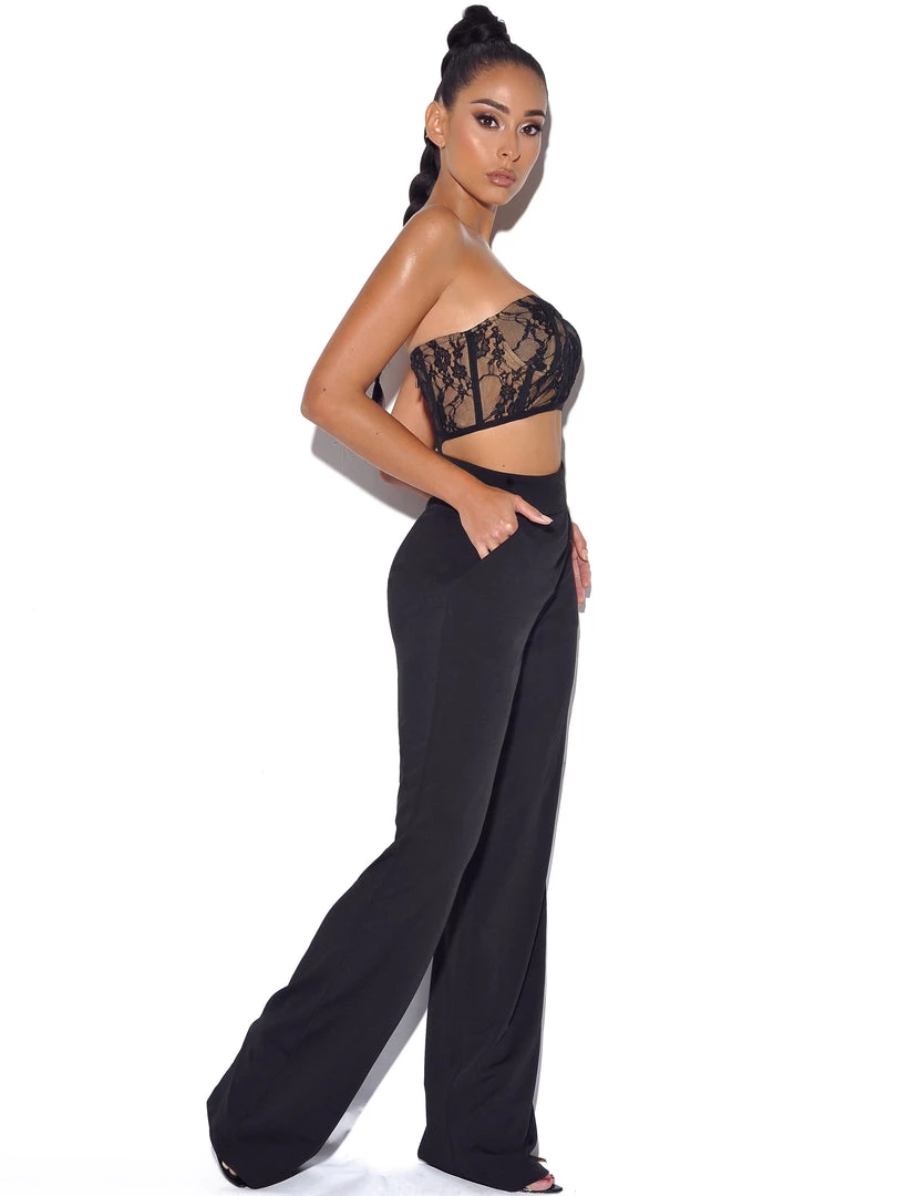 Miss Circle New Romantics Stretch Black Lace Cropped Top Tops