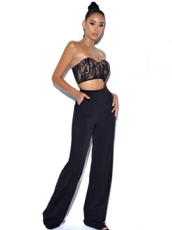Miss Circle New Romantics Stretch Black Lace Cropped Top Tops