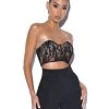 Miss Circle New Romantics Stretch Black Lace Cropped Top Tops