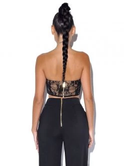 Miss Circle New Romantics Stretch Black Lace Cropped Top Tops