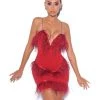 Miss Circle One In A Million Crystal And Fur Red Stretch Crepe Dress New In