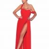Miss Circle Paradise High Slit Red Chiffon Maxi Dress