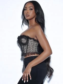 Miss Circle Corsets Orah Black Mesh And Lace Corset Top