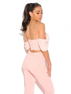Miss Circle Tia Salmon Pink Off Shoulder Corset Top Corsets