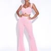 Miss Circle New In Be Together Pink Stretch Knit Flare Pants