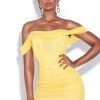 Miss Circle Weslee Lemon Off Shoulder Mesh Corset Dress Corsets
