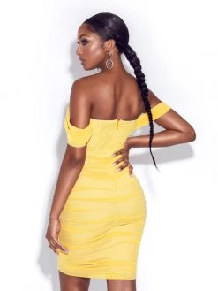 Miss Circle Weslee Lemon Off Shoulder Mesh Corset Dress Corsets